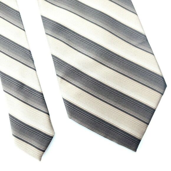 Pierre Cardin Brown Striped Short Silk Tie - Picture 1 of 6